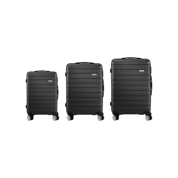 3PCS Luggage Set TSA Lock Hard Case Black