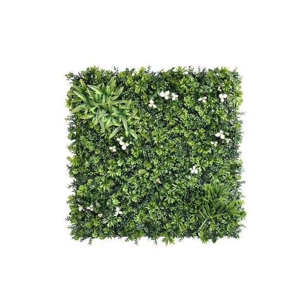 5 Sqm Artificial Plant Wall Grass Tile Fence 1X1M Green White Flower