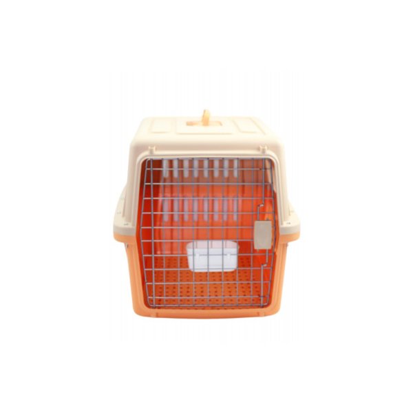 Large Crate Pet Carrier Rabbit Airline Cage With Tray And Bowl Orange