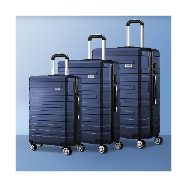 3PCS Luggage Set TSA Lock Hard Case Silver