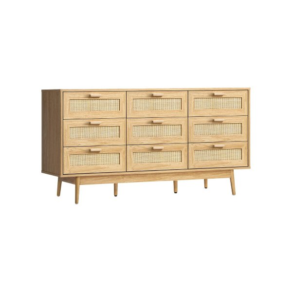 9 Chest of Drawers Rattan Lowboy Wooden