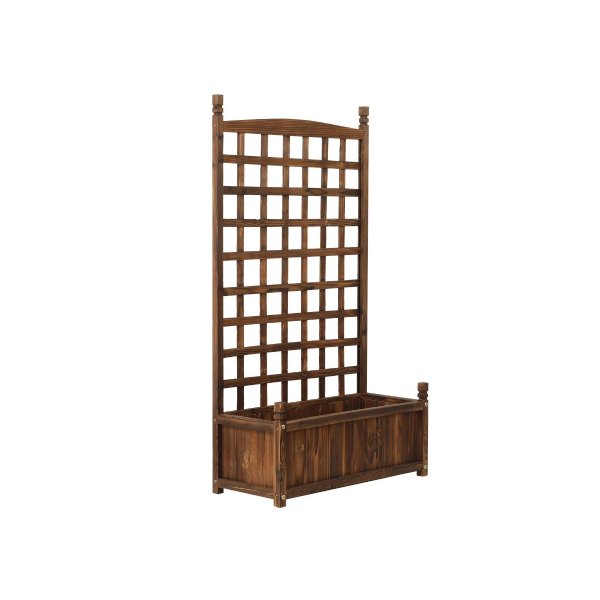 Wooden Garden Bed with Trellis 64x28.5x115cm