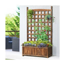 Wooden Garden Bed with Trellis 64x28.5x115cm