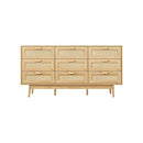 9 Chest of Drawers Rattan Lowboy Wooden