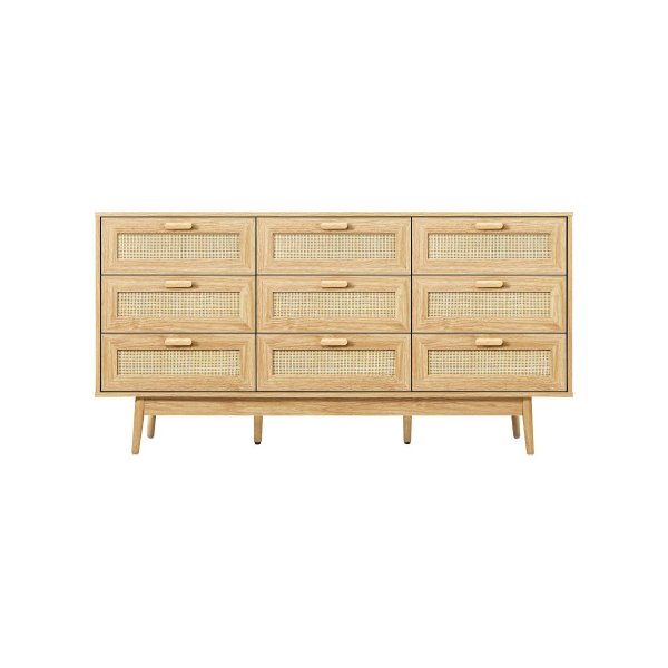 9 Chest of Drawers Rattan Lowboy Wooden