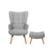 Armchair with Footstool Fabric Grey
