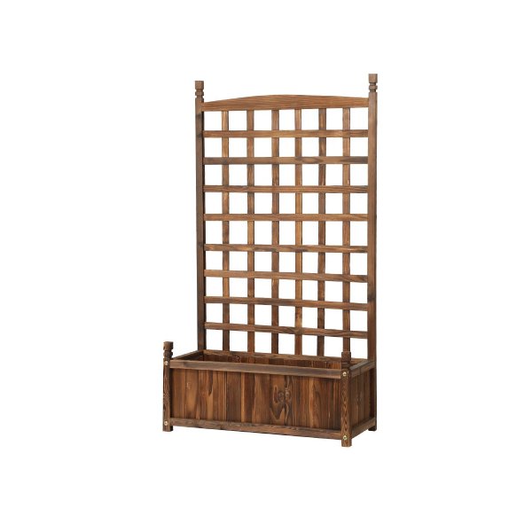 Wooden Garden Bed with Trellis 64x28.5x115cm