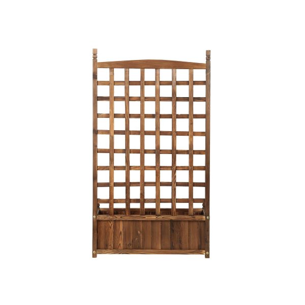 Wooden Garden Bed with Trellis 64x28.5x115cm