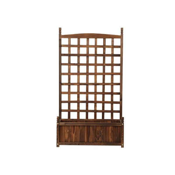 Wooden Garden Bed with Trellis 64x28.5x115cm