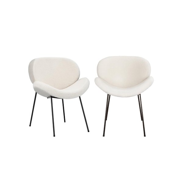 2Pcs Dining Chair Faux Sherpa Cream