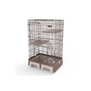 134 Cm Brown Pet 3 Level Cat Cage With Litter Tray And Storage Box