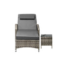Wheeled Sun Lounger with Table Patio Set Grey