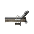 Wheeled Sun Lounger with Table Patio Set Grey