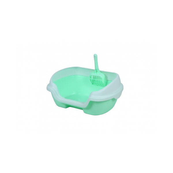 Small Portable Cat Kitten Rabbit Litter Box Tray With Scoop Green