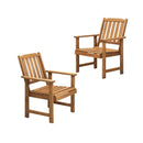 Outdoor Armchair Wooden Patio Set of 2 Chairs