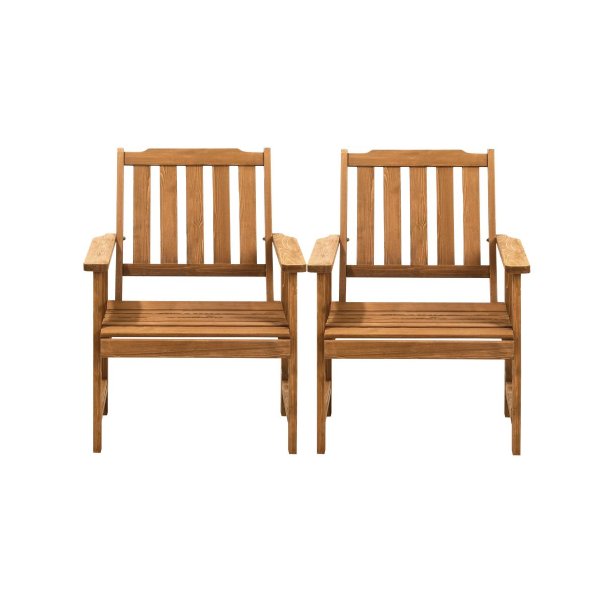 Outdoor Armchair Wooden Patio Set of 2 Chairs