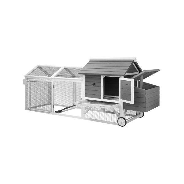 Pet Hutch wtih Wheels Wooden 225 x 80 x 105cm