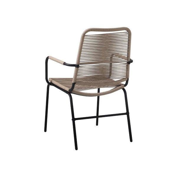2X Outdoor Dining Chairs with Rope Grey