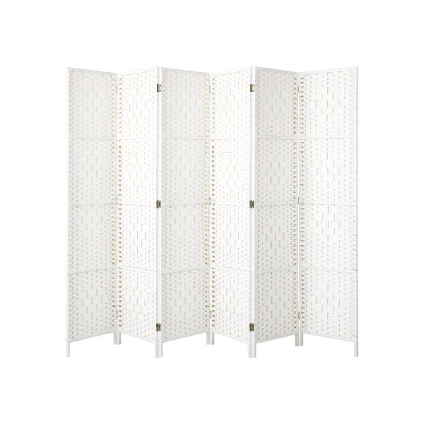 6 Panel Room Divider Privacy Screen White