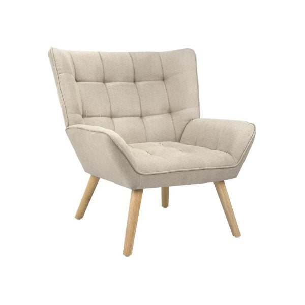 Armchair Fabric Upholstered Tub Chair Beige