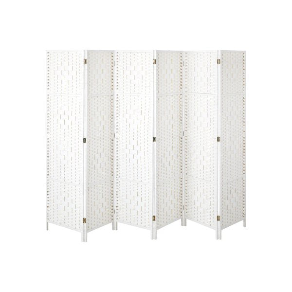 6 Panel Room Divider Privacy Screen White