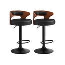 2x Bar Stools with Gas Lift Swivel Black