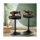 2x Bar Stools with Gas Lift Swivel Black