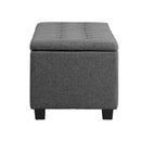 Storage Ottoman Faux Linen Grey