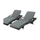Outdoor Sun Lounger Waterproof Adjustable Black  X2