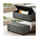Storage Ottoman Faux Linen Grey