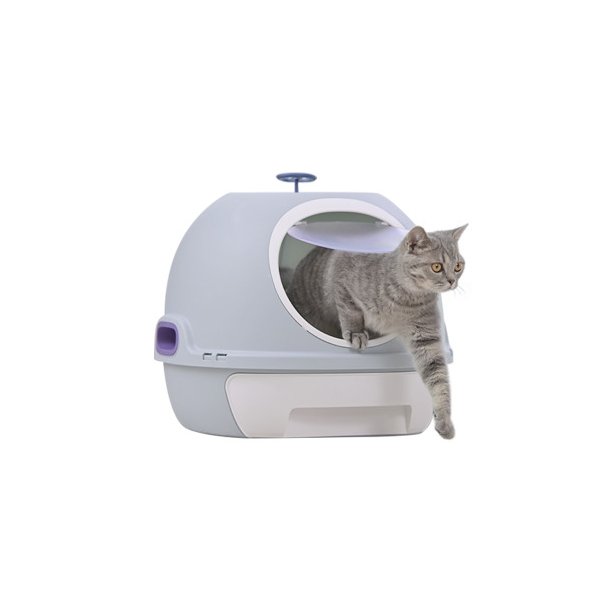 Cat Litter Box Tray House With Sky Window Drawer Photocatalyst Purifier