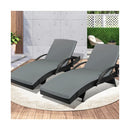 Outdoor Sun Lounger Waterproof Adjustable Black  X2