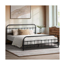 Metal Bed Frame Double Size Railing-style Black