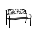 Garden Bench 3 Seater Bird Pattern Black