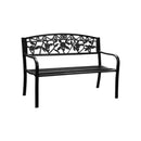 Garden Bench Seat Rose Pattern Black