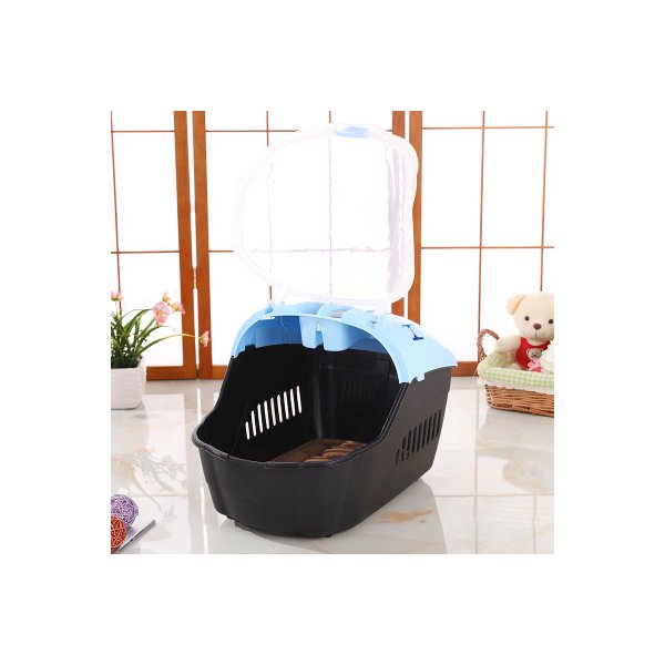 Medium Portable Travel Crate Pet Carrier Cage Comfort With Mat Blue