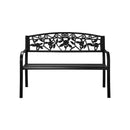 Garden Bench Seat Rose Pattern Black