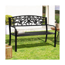 Garden Bench Seat Rose Pattern Black