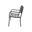 Garden Bench Seat Rose Pattern Black