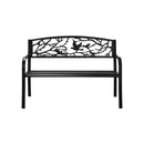 Garden Bench 3 Seater Bird Pattern Black