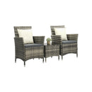 Outdoor Furniture Patio Chairs Table 3PCS Grey