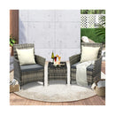 Outdoor Furniture Patio Chairs Table 3PCS Grey