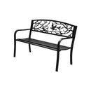 Garden Bench 3 Seater Bird Pattern Black