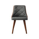 Dining Chairs Wooden Faux Leather Seatx2 Grey
