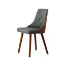 Dining Chairs Wooden Faux Leather Seatx2 Grey