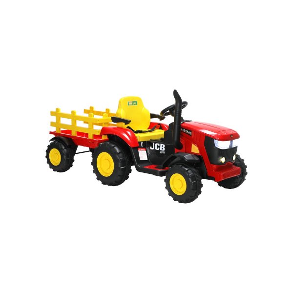 XL Kids Ride On Tractor 12V with Trailer Remote Red