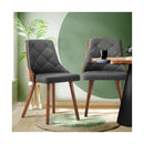 Dining Chairs Wooden Faux Leather Seatx2 Grey