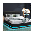 Queen Bed Frame Gas Lift Rgb Storage Space Black
