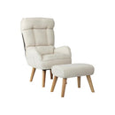 Armchair wit Stool 360° Swivel Seat Beige