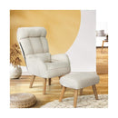 Armchair wit Stool 360° Swivel Seat Beige